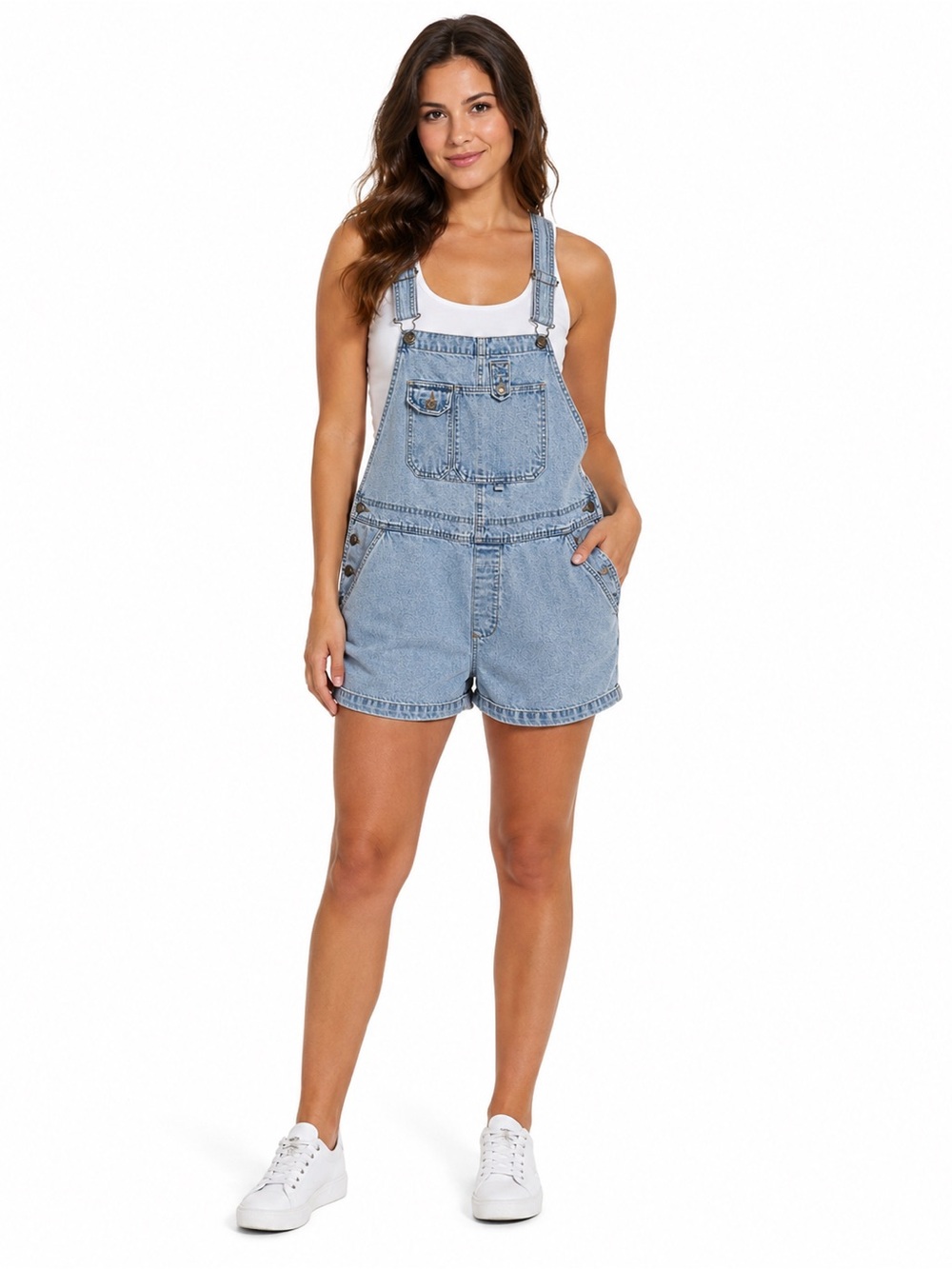 Vintage 90s Y2K Lightwash Denim Cotton Short Overalls Women’s Size XL